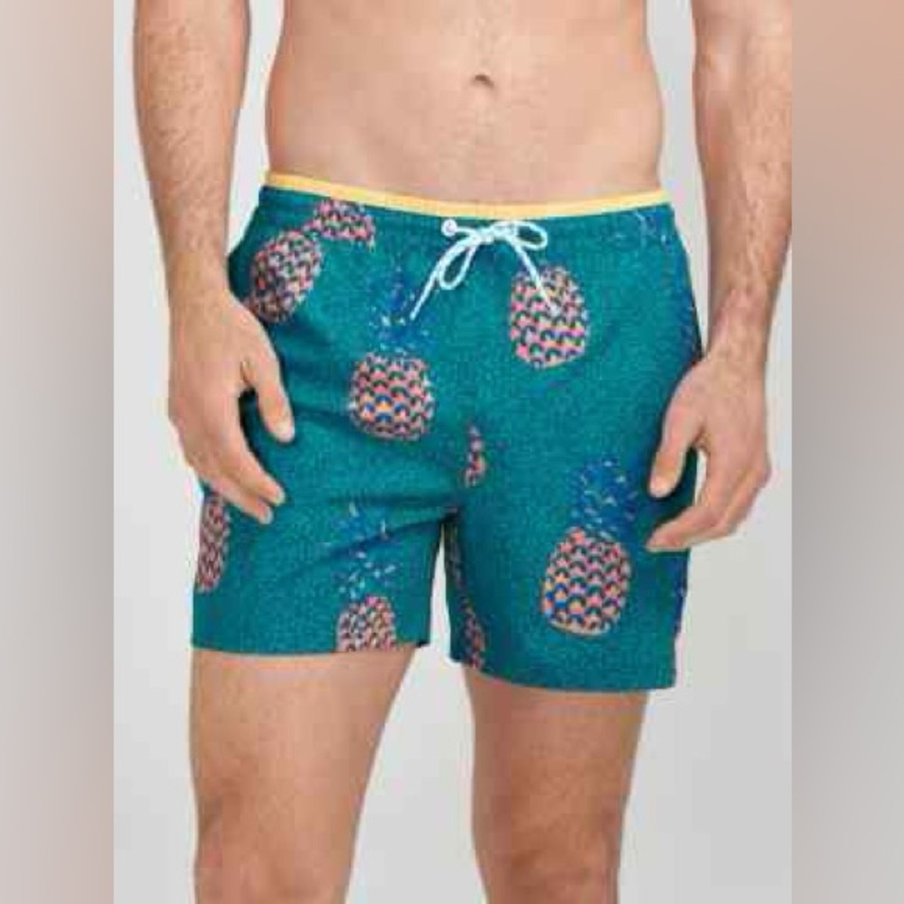 Men’s CHUBBIES swim trunks RUNAWAYS PINEAPPLE print sz MEDIUM 5.5”  inseam